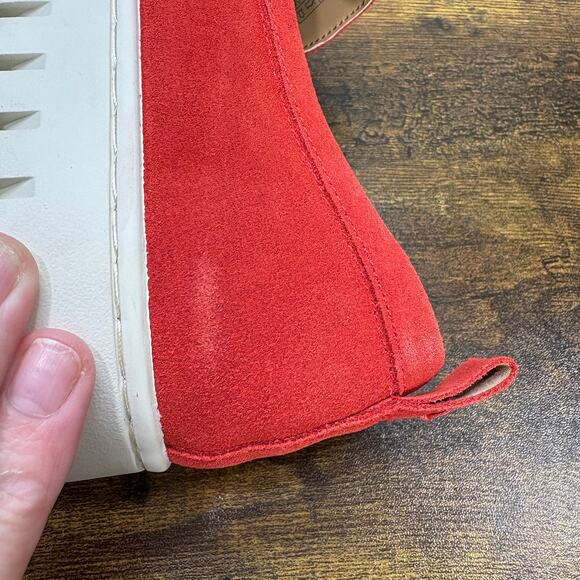 Vionic Women Size 9 Shoes Uptown Penny Loafers Red Suede Flexible Comfort Travel - Picture 6 of 8